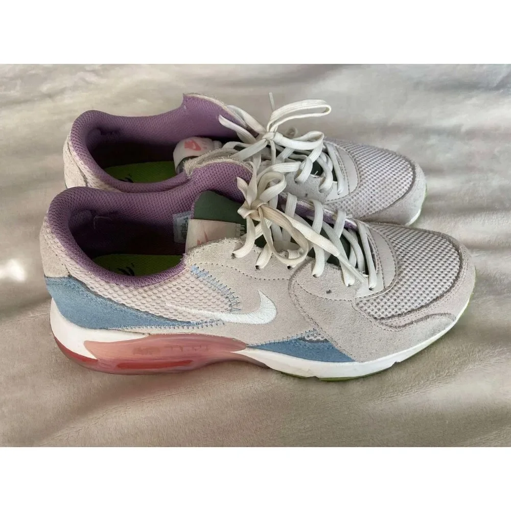 Nike Air Max Women’s Athletic Sneakers in Cream, Light Blue, Pink & Green - Picture 6 of 10